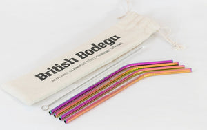 REUSABLE STAINLESS STEEL MILKSHAKE STRAWS - PACK OF 4 - British Bodega 