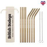 REUSABLE STAINLESS STEEL DRINKING STRAWS - PACK OF 8 - British Bodega 